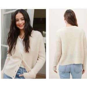 JENNI KAYNE Boyfriend Cardigan Sand Sweater XS Alpaca Minimalist Old Money